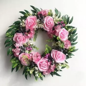 Розовый европейский розовый цветок имитация подвески для двери стены украшения дома принадлежности весенний венок