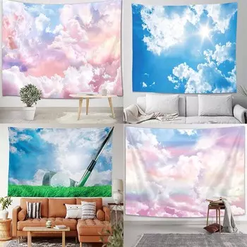 Розовый Фиолетовый Облачный Пейзаж Гобелен Офис Гостиная Гобелен Украшения Дома Настенный Гобелен 100x75cm