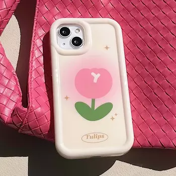 Розовый градиент тюльпаны цветок Ins Джейн противоударный милый чехол для телефона с мультяшным рисунком для Iphone 13 12 Promax 11 14 Pro Max Shell Capa For iphone 14pro