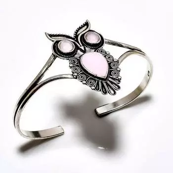 Розовый халцедон 925 пробы посеребренный ювелирный браслет-манжета ручной работы