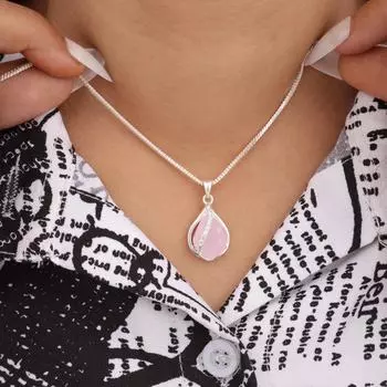 Розовый халцедон драгоценный камень циркон кулон 925 стерлинговое серебро ювелирные изделия маленький кулон CZP-7-7