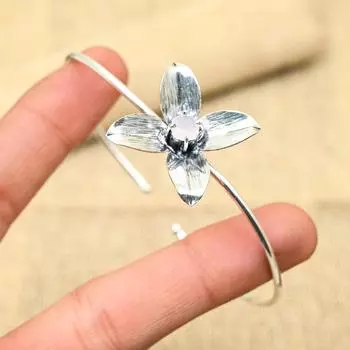 Розовый халцедон драгоценный камень ручной работы из стерлингового серебра 925 пробы, ювелирные изделия, регулируемый браслет для женщин