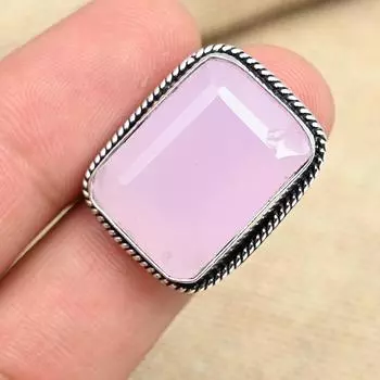 Розовый халцедон, драгоценный камень, стерлинговое серебро 925 пробы, кольцо ручной работы, женские украшения 4 розовый