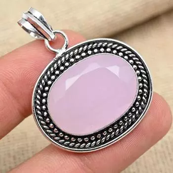 Розовый халцедон драгоценный камень стерлингового серебра 925 пробы овальной формы кулон ювелирные изделия кулон 1.77 Inches розовый