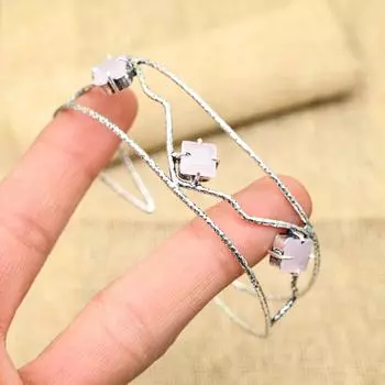 Розовый халцедон драгоценный камень стерлингового серебра 925 пробы ручной работы прекрасный ювелирный браслет для женщин