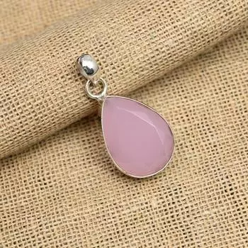 Розовый халцедон драгоценный камень стерлингового серебра 925 пробы ручной работы прекрасный ювелирный кулон для женщин 1.50 Inches розовый