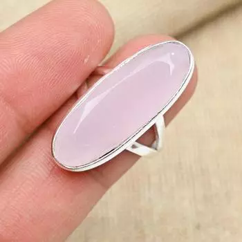 Розовый халцедон драгоценный камень твердое серебро 925 пробы кольцо ручной работы прекрасные украшения 4 розовый