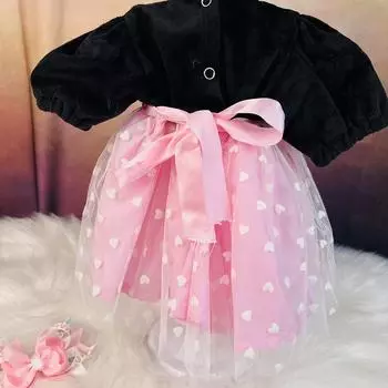 Розовый и черный кукольная одежда, аксессуары, костюм 22-23 дюйма, элегантное кукольное платье Reborn Baby с заколкой для волос