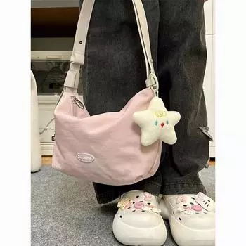 Розовый и нежный! ins сумка-мессенджер женская 2024 весна-лето новая студенческая вместительная универсальная сумка через плечо розовый