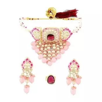 Розовый каскадный водопад Минакари колье-чокер серьги и кольцо комплект для женщин