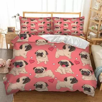 Розовый комплект постельного белья для милой собаки, односпальная кровать, двуспальная кровать, комплект покрывал в форме сердца, двуспальная кровать размера «king-size», двуспальная кровать, одежда для ребенка EU single(135x200cm)
