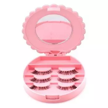 Розовый косметический ящик для хранения накладных ресниц с зеркальным чехлом