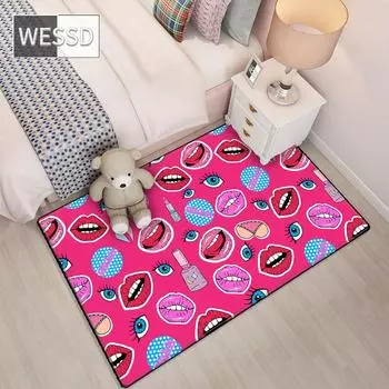 Розовый ковер для спальни, модный мультяшный ковер, моющийся детский игровой ковер, мягкий нескользящий коврик для гостиной, украшение пола 40x60cm 1pcs