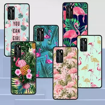 Розовый, красный чехол с изображением фламинго для Huawei P30 P Smart Z P40 Lite E P20 Y7 Y9 2019 Honor 8X Play 9A 50 20 9X Pro, черный мягкий чехол для телефона Huawei P30