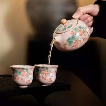 Розовый кролик керамический чайный сервиз Ru Kiln Kung Fu чайный сервиз для дома 1 чайник 2 чашки милый чайник