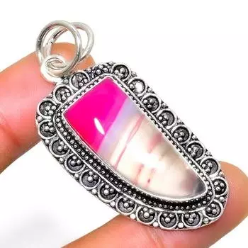 Розовый кружевной агат, драгоценный камень 925, посеребренный, ювелирный кулон ручной работы 2,00 дюйма 2.00 розовый
