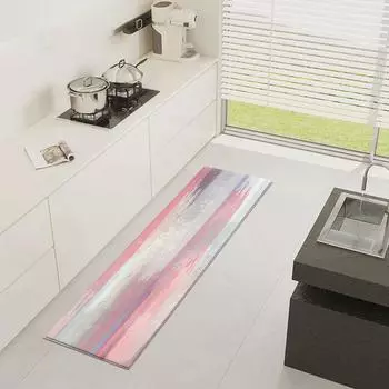 Розовый кухонный коврик для пола, милый ковер для комнаты для девочек, спальня с абстрактным геометрическим принтом, коврик для ванной комнаты, нескользящие мягкие коврики для стирки 40x60cm 1pcs