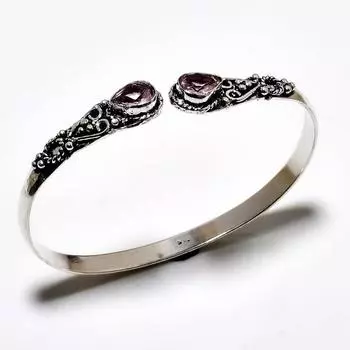 Розовый кунцит, драгоценный камень 925, посеребренный браслет-манжета ручной работы