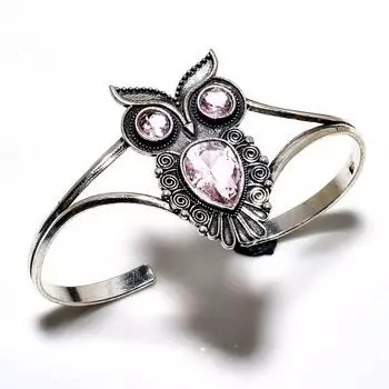 Розовый кунцит, драгоценный камень 925, посеребренный браслет-манжета ручной работы