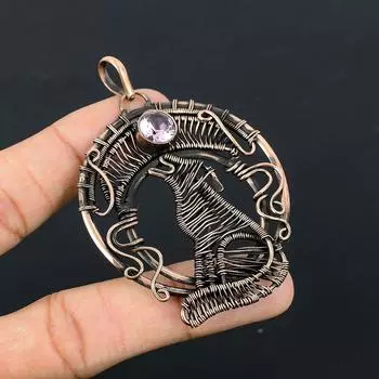 Розовый кунцит, драгоценный камень, чистая медная проволока, обернутая подвеской ручной работы, ювелирное изделие для нее 2.95 Inches розовый