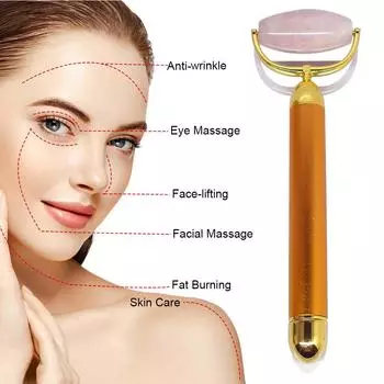 Розовый кварц, электрическая палочка для подтяжки лица, против морщин вокруг глаз, подтягивающий ролик для массажа лица и тела, салон красоты 1 pcs