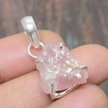Розовый кварц, грубый драгоценный камень, стерлинговое серебро 925 пробы, удивительный ювелирный кулон ручной работы 1.18 Inches розовый