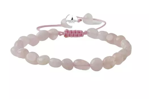 Розовый кварц (Розовый кварц) Браслет из натурального камня натуральной огранки