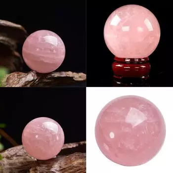 Розовый кварцевый кристаллический шар 4 см, маленький хрустальный шар для домашнего офиса, декора и медитаций, усиливающих любовь и гармонию