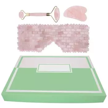 Розовый кварцевый массажер для глаз, роликовый скребок для лица, набор из натурального нефрита, принадлежности ручной работы