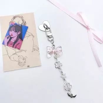 Розовый лазерный бант, цепочка Guben из бисера, брелок с узлом-бабочкой, подвеска для мобильного телефона, подвесная цепочка, ремешок для телефона, цепочка для камеры