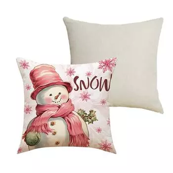 Розовый лось Рождественская наволочка Льняная наволочка с буквенным принтом Праздничное украшение для гостиной Чехол для подушки для дивана Чехол для подушки 45*45CM