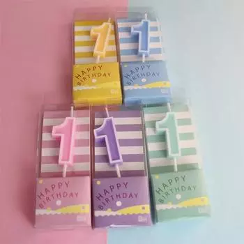 Розовый Макарон Конфетный Цвет 0-9 День Рождения Украшения Торта Выпечка Плагин Творческий Век Цифровая Свеча