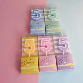 Розовый Макарон Конфетный Цвет 0-9 День Рождения Украшения Торта Выпечка Плагин Творческий Век Цифровая Свеча