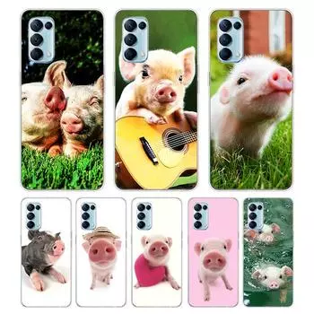 Розовый милый поросенок для OPPO Reno7 SE 6 5 ZF 4G 5G Find X2 X3 Neo Lite Pro Plus, прозрачный мягкий чехол для телефона OPPO Reno5 F 4G