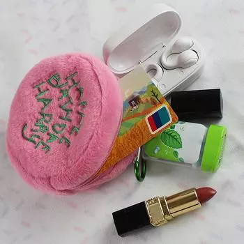 Розовый Мини Круглый Маленький Косметичка Кошелек Сумка Для Хранения Шнура Наушников Милый Плюшевый Торт Сумка Портативный Кошелек Сумка Для Хранения Монет