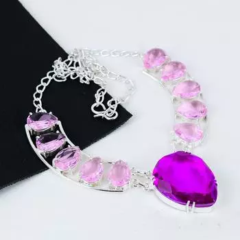 Розовый Мистический Топаз Драгоценный камень Ручной работы 925 Стерлинговое серебро Электроформирование Ожерелье, Розовый Кунцит Серебро Для жены Унисекс Подвеска Подарок на день рождения для жены 20 розовый