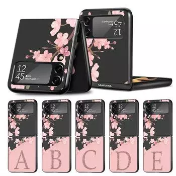 Розовый модный чехол с цветочным письмом и буквами для Samsung Galaxy Z Flip 3 5G 4, модный Z Flip3, роскошный черный жесткий чехол для телефона Samsung Z Flip 5G