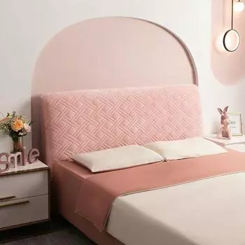 Розовый мягкий плюшевый стеганый чехол на голову, утолщенный бархатный чехол на изголовье, сплошной цвет, пылезащитный чехол на спинку кровати, европейский W100 x H70cm