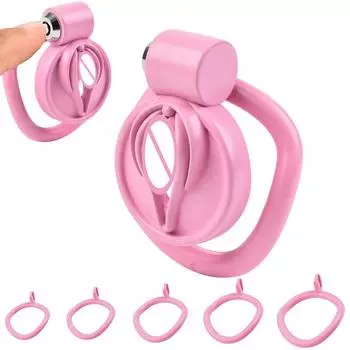 Розовый мужской пенис, клетка верности, набор, клетка верности для птиц, пояс с кольцами 5 размеров, кольцо для воздержания, замок, бондаж, секс-игрушка для раба