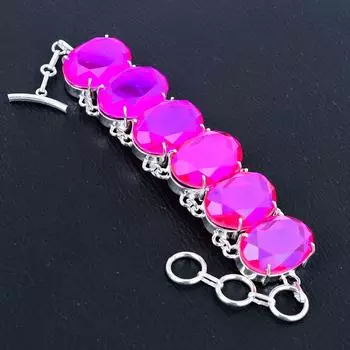 Розовый Mytic Topaz Gemstone Handmade Silver 925 браслет, розовый Mytic Topaz браслет для жены, унисекс браслет Wadding Gift 8 розовый