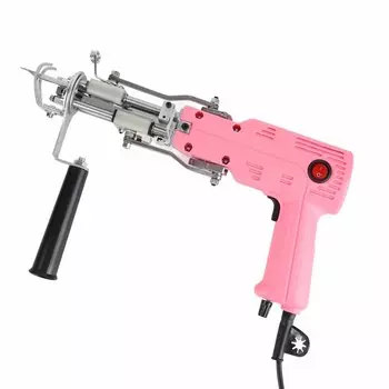Розовый набор для тафтинга ковров с регулировкой ручки на 360 градусов, простой в эксплуатации пистолет для тафтинга ковров с резаным ворсом US Plug