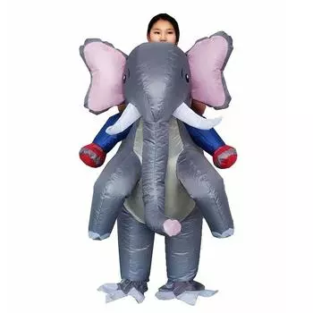 Розовый надувной костюм слона с большими ушами, для взрослых 150-190cm серый