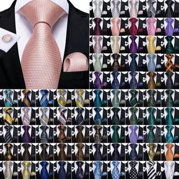 Розовый однотонный свадебный мужской шелковый тканый галстук, карманный квадратный набор запонок N-7195