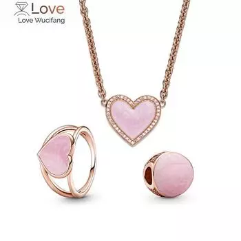 Розовый Пейсли Любовь Кольцо Ожерелье Комплект Розовое Золото Модные Романтические Женские Украшения Отправить Друзьям Подарок Вечеринка Помолвка