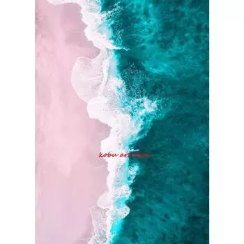 Розовый пляж Океанский пейзаж Холст Живопись Постеры Принты Серфинг Кокосовая пальма Скандинавское настенное искусство Картина для гостиной Домашний декор 21cm30cm NoFrame