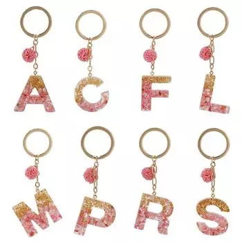 Розовый помпон ювелирные изделия алфавит брелок для сумочки подвески английский алфавит брелок 26 букв брелок M