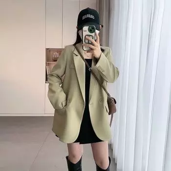 Розовый повседневный женский пиджак в иностранном стиле весна-осень новый дизайн sense ниша раскол вилка свободный костюм S розовый