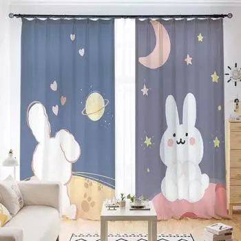 Розовый принцесса Стиль мультфильм милый забавный животный принт шторы жалюзи оконные шторы детская спальня высокое затемнение новый узор W55 X H120cm X 2&HOOK