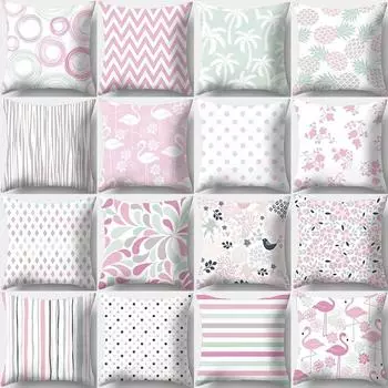 Розовый Простой Цветок Наволочка Украшения Машина Офис Гостиная Дом Наволочка 40x40cm