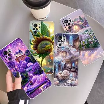 Розовый прозрачный чехол с цветком для Xiaomi Redmi Note 11 Pro 10 9 9S 8 8T 7 9A 9C 9T 10 10C K40, прозрачный мягкий чехол для телефона Redmi Note 11 Pro 5G